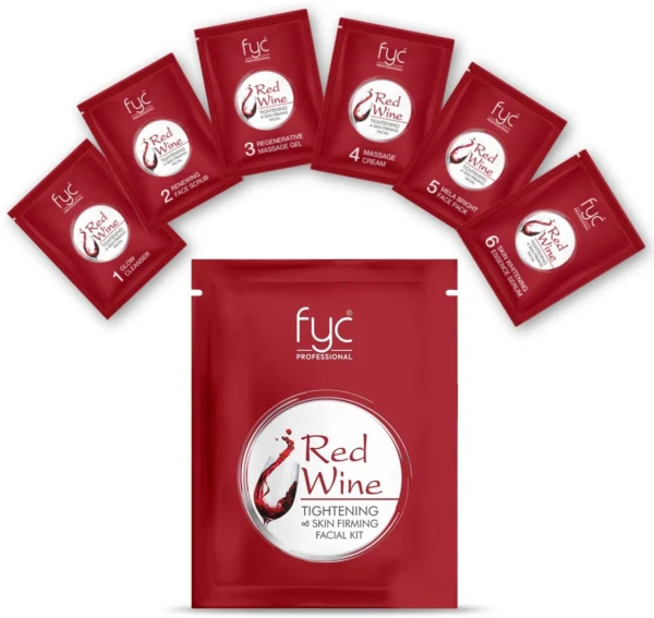 FYC Professional Red Wine Facial Kit 5 Step | Skin Tightening, Repair & Anti Aging | Glowing Youthful Skin | 55g