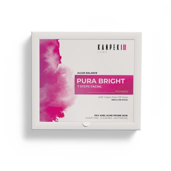 Kanpeki Pura Bright 7-Step Facial Kit With Algae Peel-Off Mask | Purifying, Clearing & Whitening | Deep Cleansing & Skin Brightening