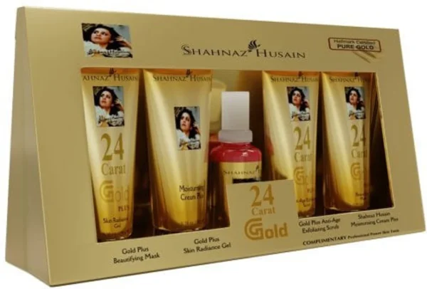 Shahnaz Husain Gold Facial Kit For Instant Glow with 24k Pure Gold | 4 Easy Steps With Complimentary Skin Tonic,( 40g+15ml )