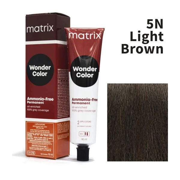 Matrix  Wonder Colour Amonia Free Permanent 100% Grey Coverage 5N Light-Brown
