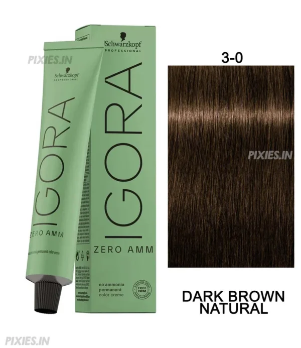 Schwarzkopf Professional Igora Zero AMM Ammonia-Free Color Cream (3-0 Dark Brown Natural) (60ml)