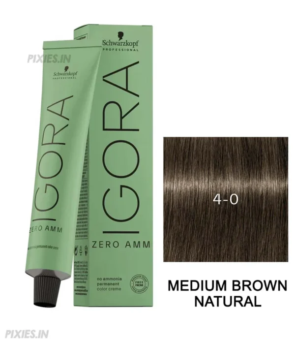 Schwarzkopf Professional Igora Zero AMM Ammonia-Free Color Cream (4-0 Medium Brown Natural) (60ml)