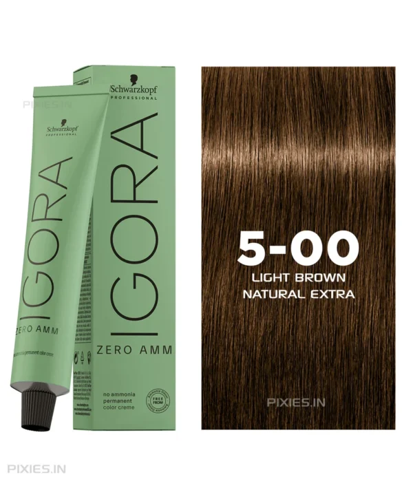Schwarzkopf Professional Igora Zero AMM Ammonia-Free Color Cream (5-00 Light Brown Natural Extra) (60ml)